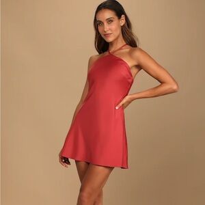 Rust Satin Mini Dress